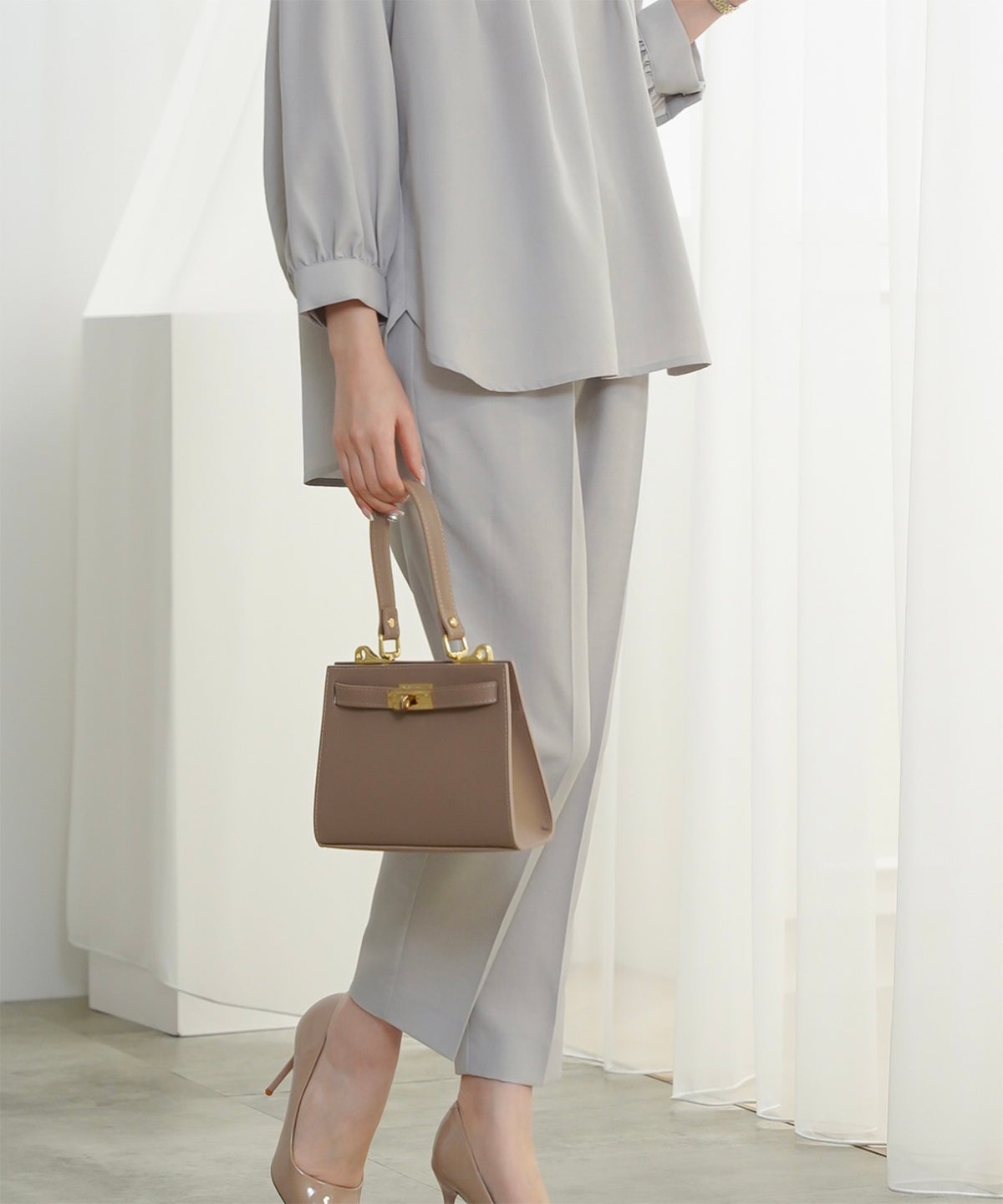 ドロスト テーパード パンツ レディース ファッション ウォッシャブル ライトグレー ピンク ネイビー M