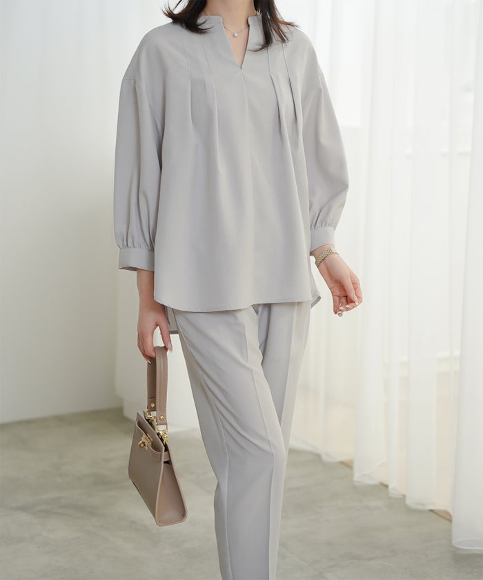 ドロスト テーパード パンツ レディース ファッション ウォッシャブル ライトグレー ピンク ネイビー M