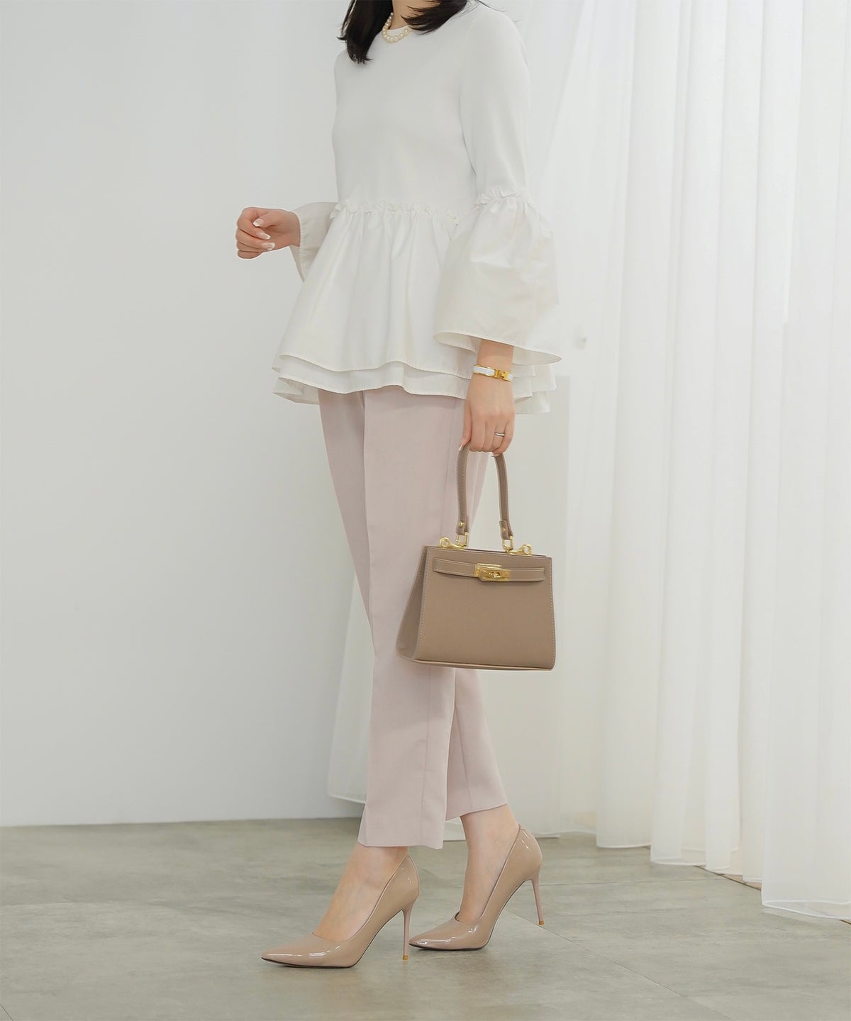 ドロスト テーパード パンツ レディース ファッション ウォッシャブル ライトグレー ピンク ネイビー M