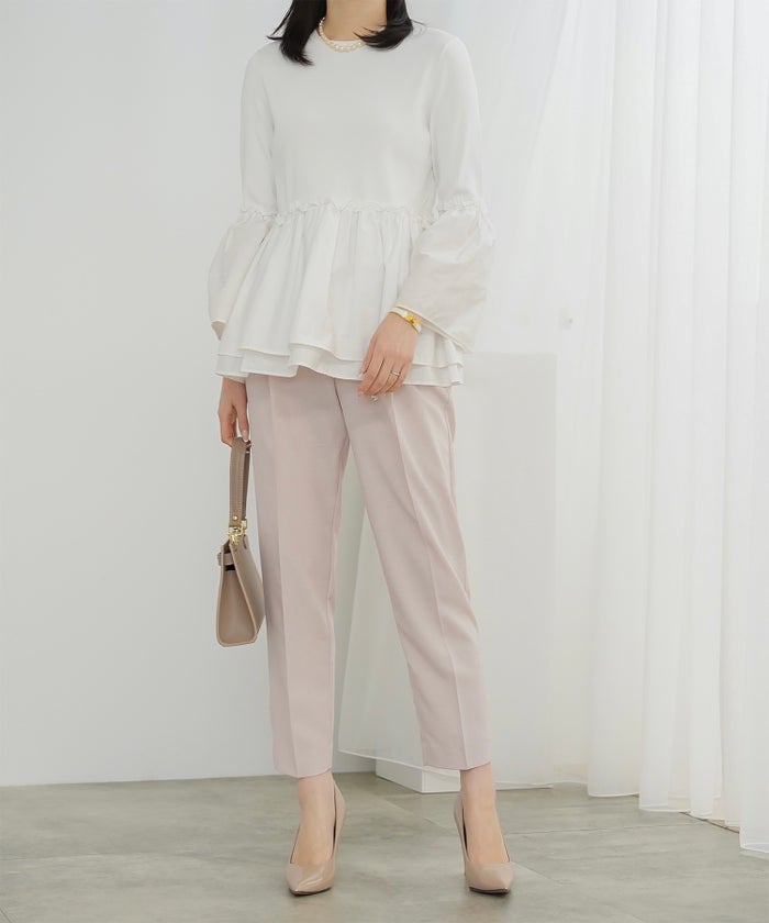 ドロスト テーパード パンツ レディース ファッション ウォッシャブル ライトグレー ピンク ネイビー M