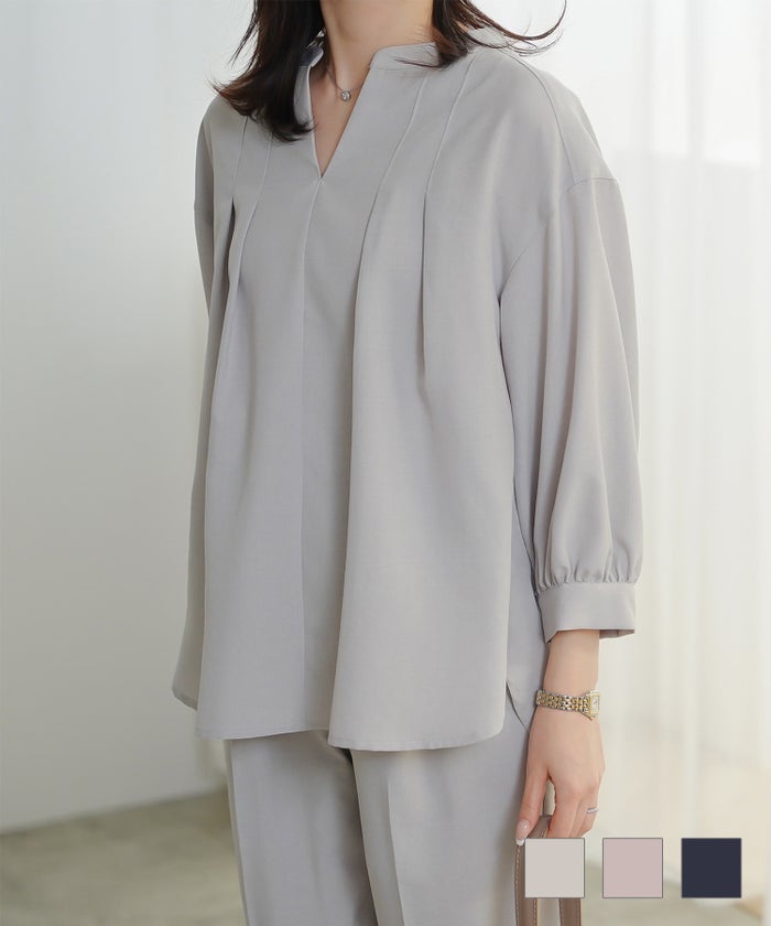 キーネック タック ブラウス HUIT