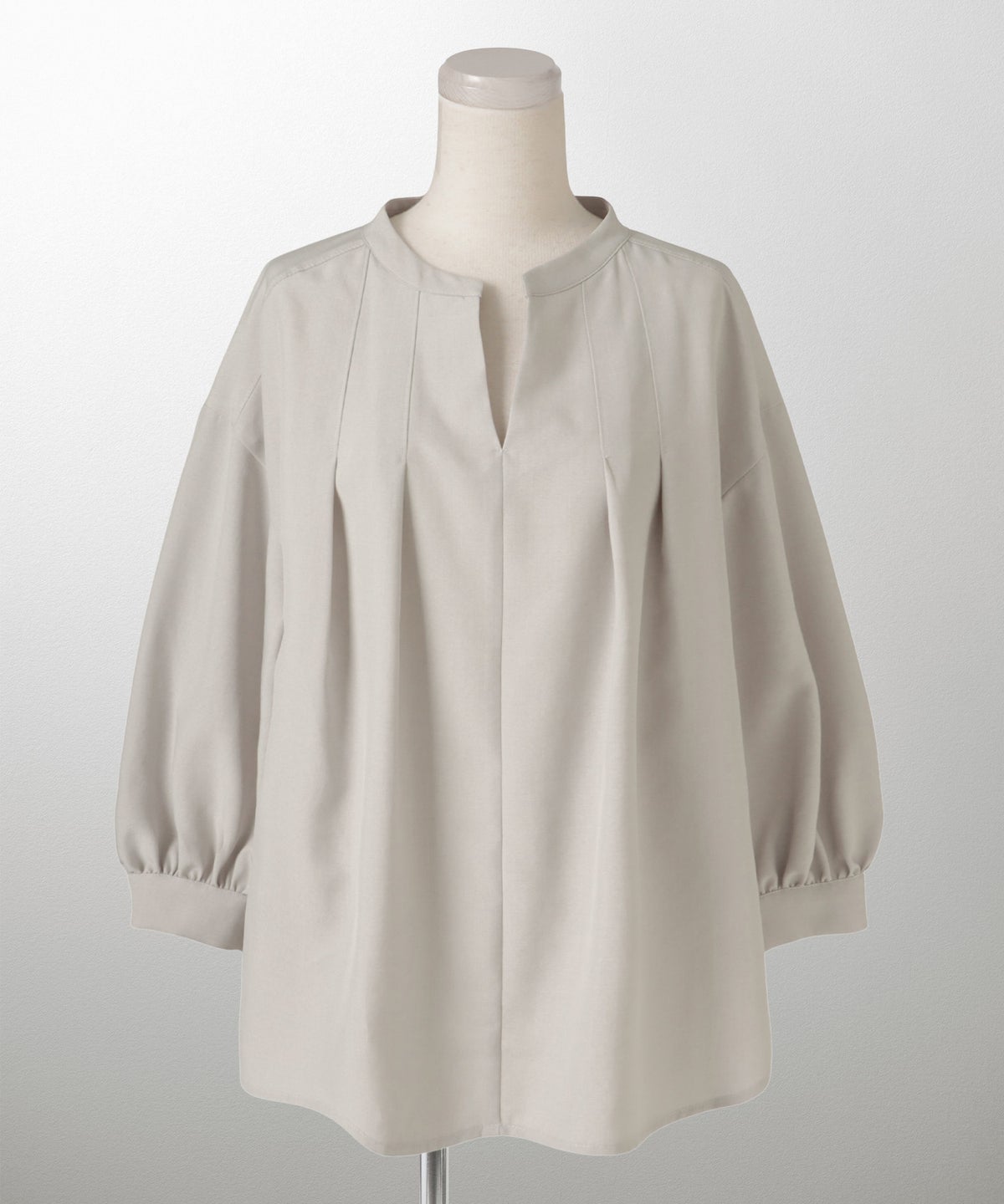 Vネック タック ブラウス レディース ファッション ウォッシャブル ライトグレー ピンク ネイビー M