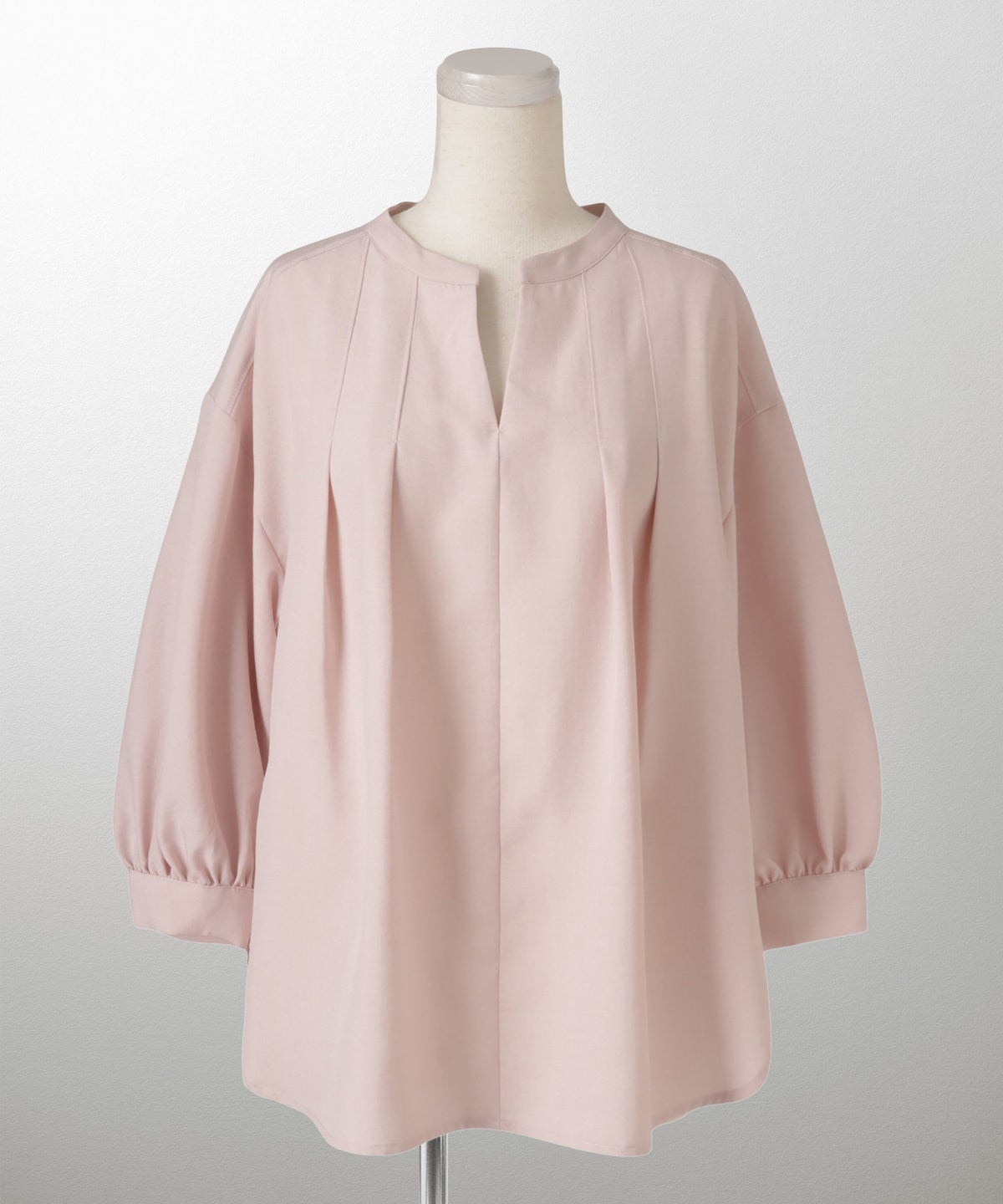 Vネック タック ブラウス レディース ファッション ウォッシャブル ライトグレー ピンク ネイビー M