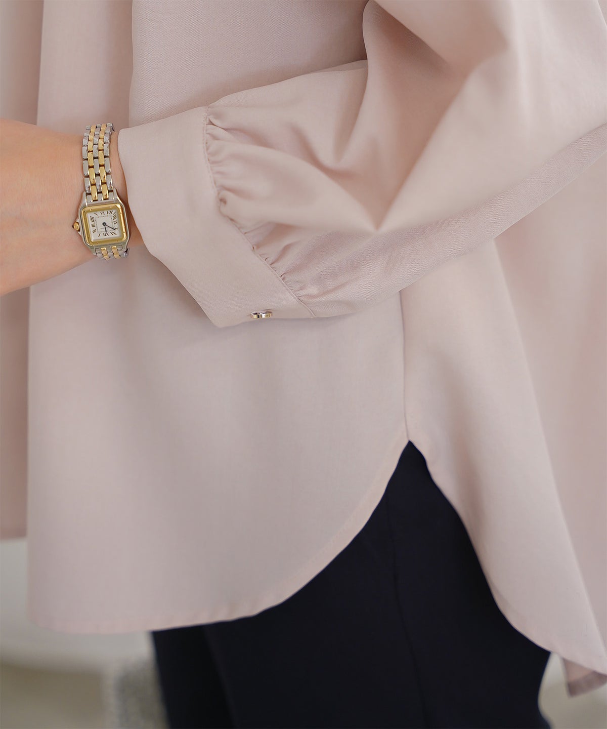 Vネック タック ブラウス レディース ファッション ウォッシャブル ライトグレー ピンク ネイビー M