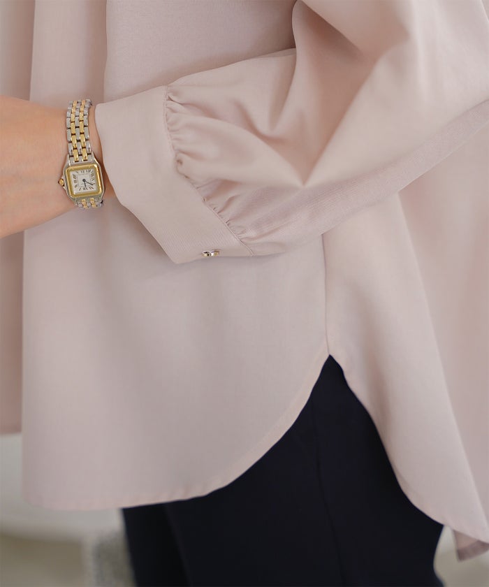 Vネック タック ブラウス レディース ファッション ウォッシャブル ライトグレー ピンク ネイビー M