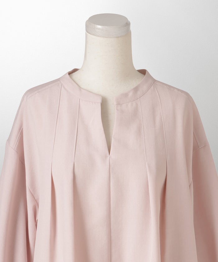 Vネック タック ブラウス レディース ファッション ウォッシャブル ライトグレー ピンク ネイビー M