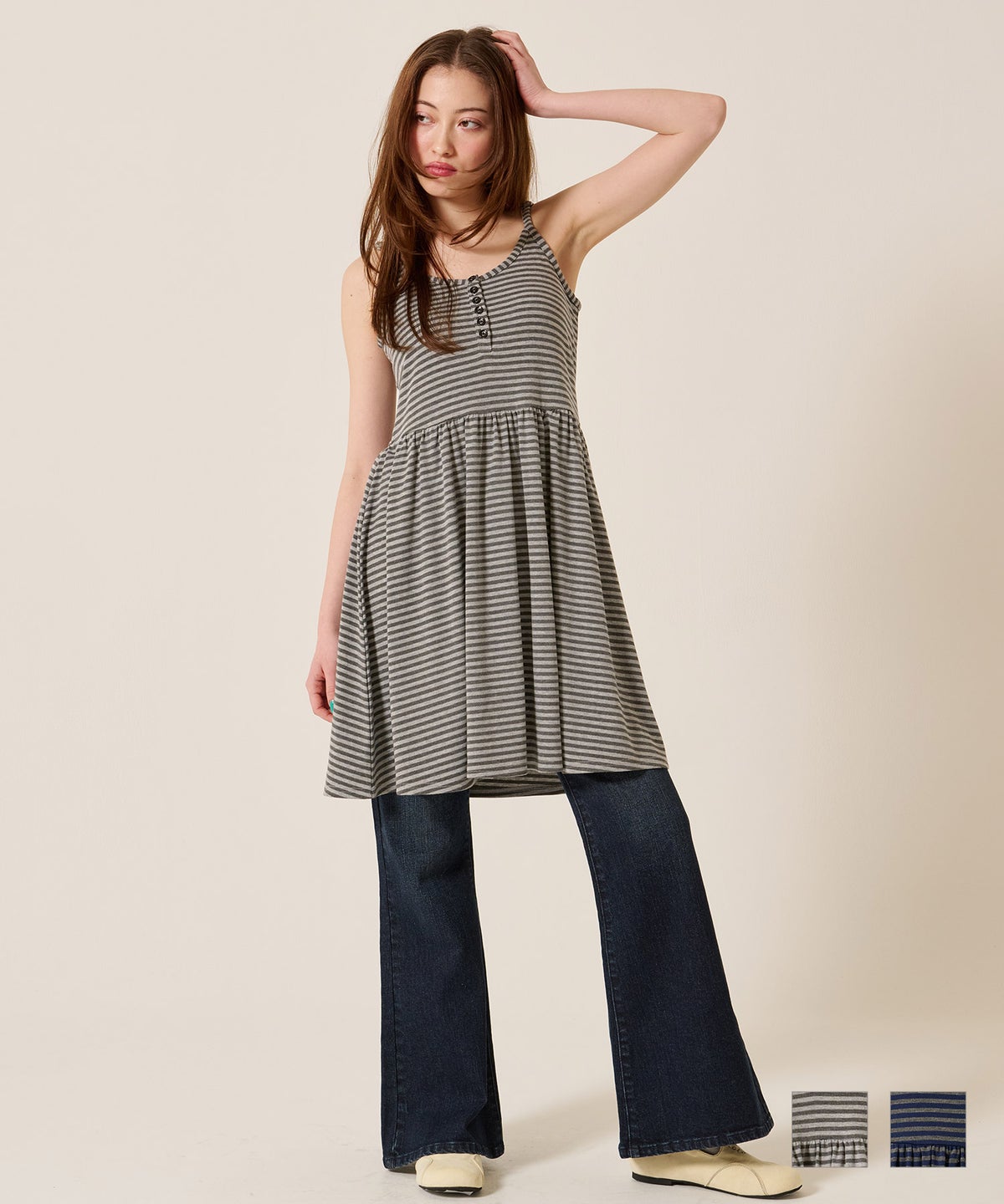 ボーダー/ヘンリー/ボーダー カットソー キャミワンピース TINA：JOJUN