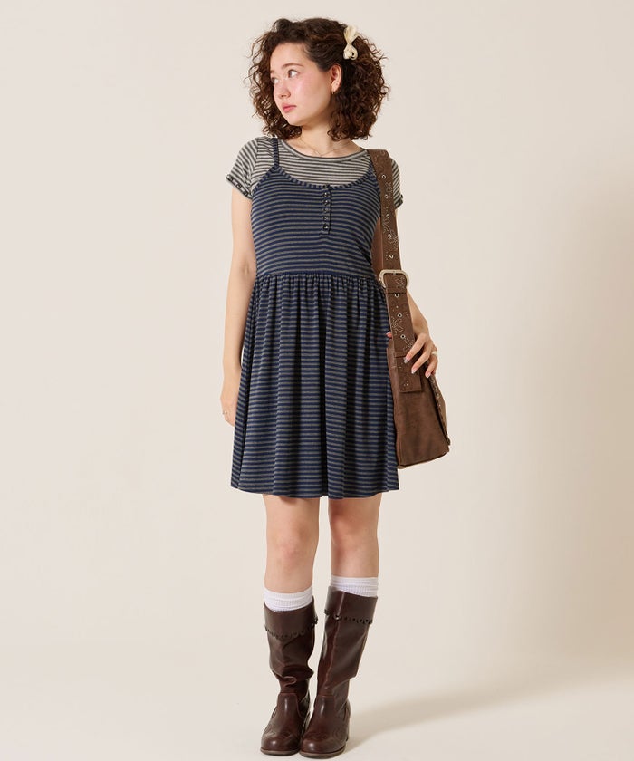 ボーダー/ヘンリー/ボーダー カットソー キャミワンピース TINA：JOJUN