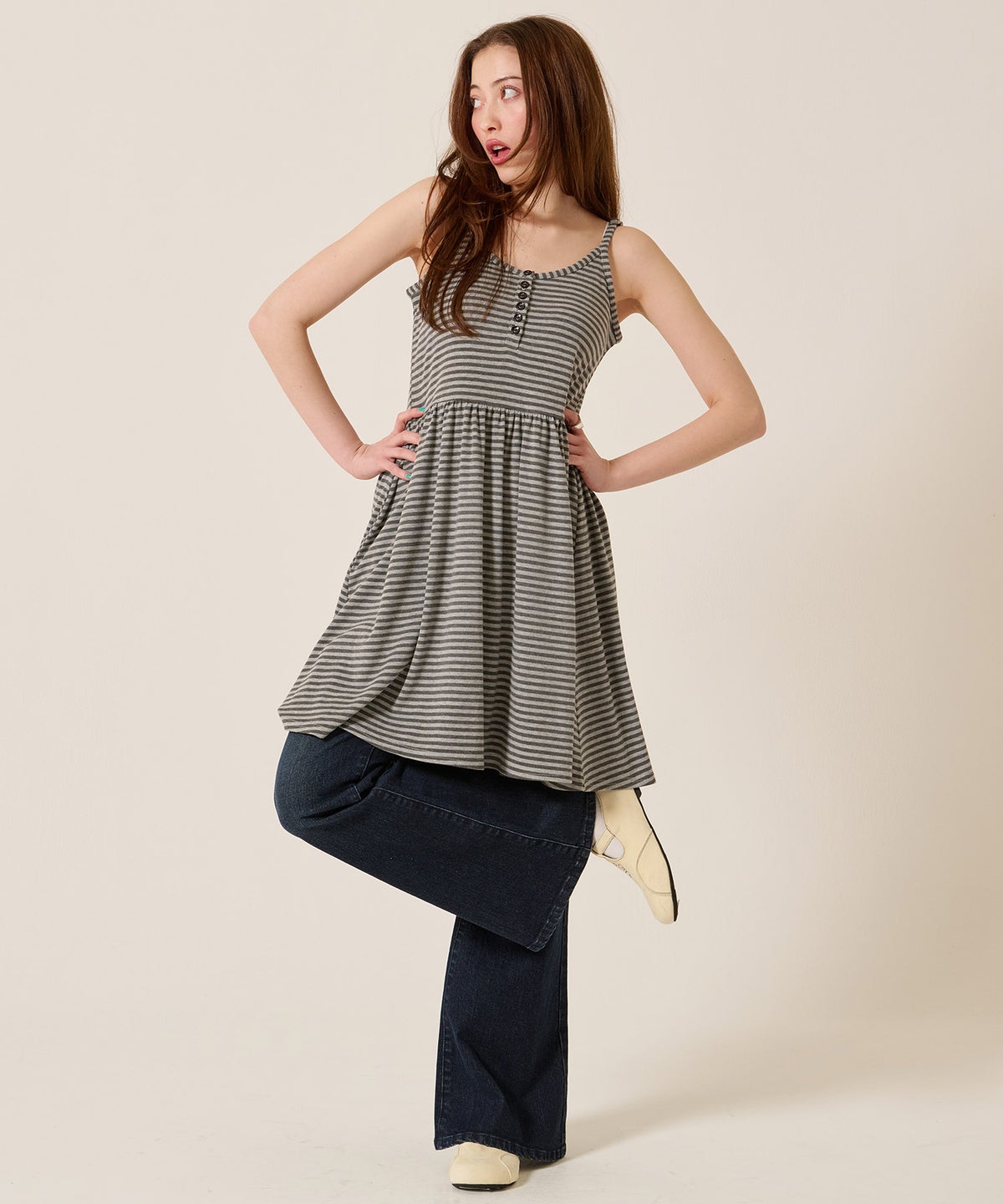 ボーダー/ヘンリー/ボーダー カットソー キャミワンピース TINA：JOJUN