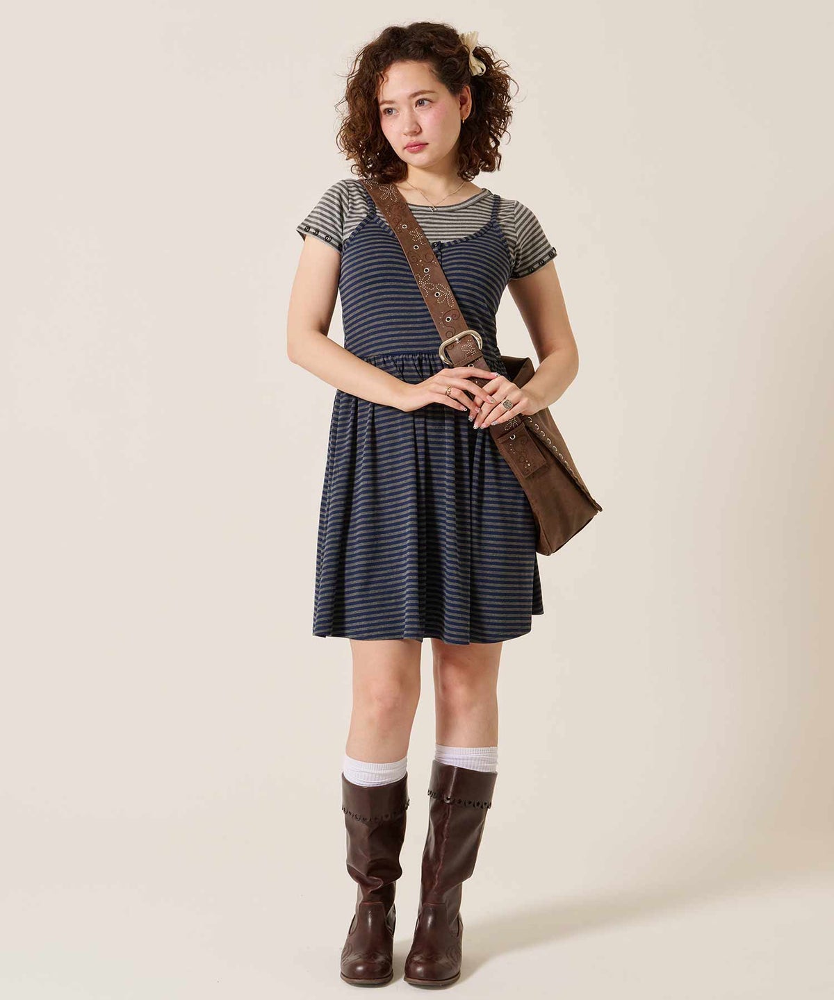 ボーダー/ヘンリー/ボーダー カットソー キャミワンピース TINA：JOJUN