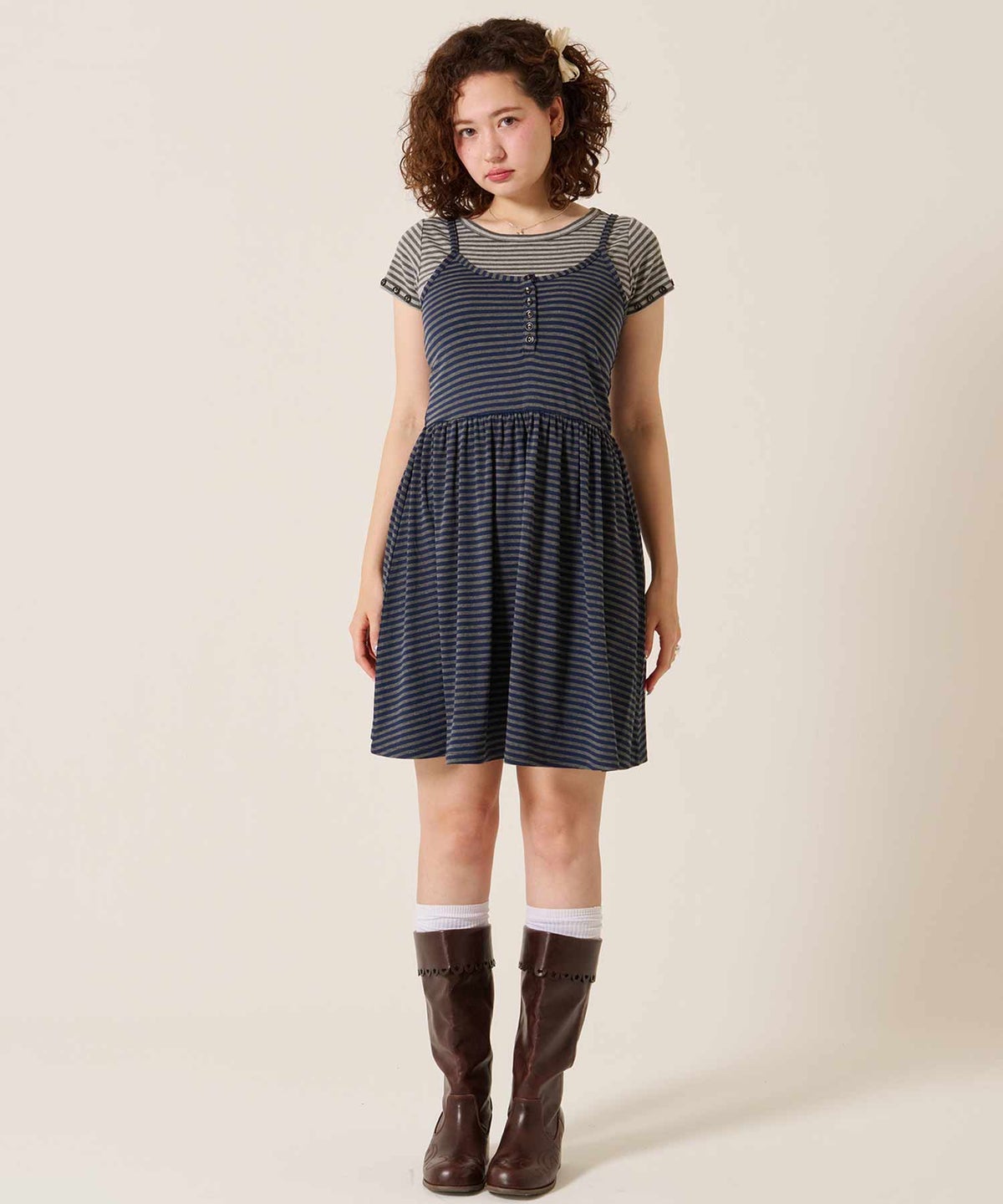 ボーダー/ヘンリー/ボーダー カットソー キャミワンピース TINA：JOJUN