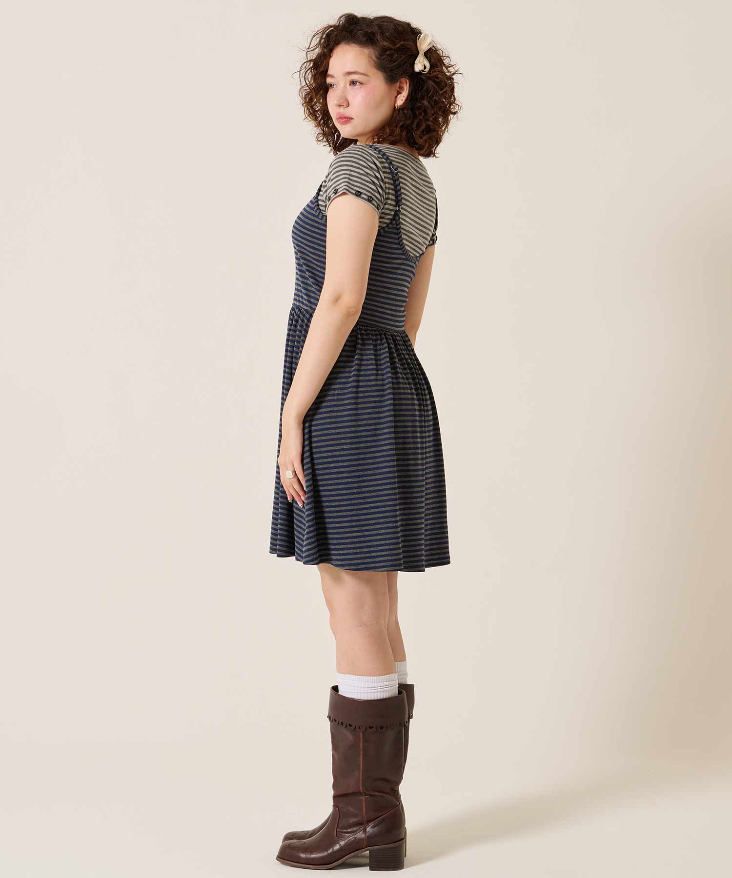 FINAL SALE ボーダー カットソー キャミワンピース TINA：JOJUN 全2色