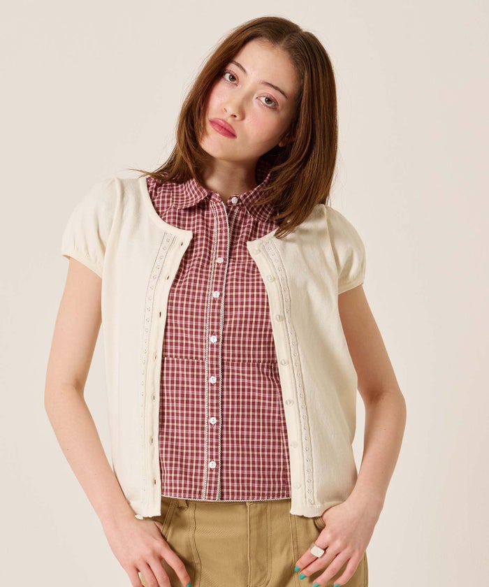 半袖/カーディガン/パフスリーブ ハーフスリーブ カーディガン TINA：JOJUN 