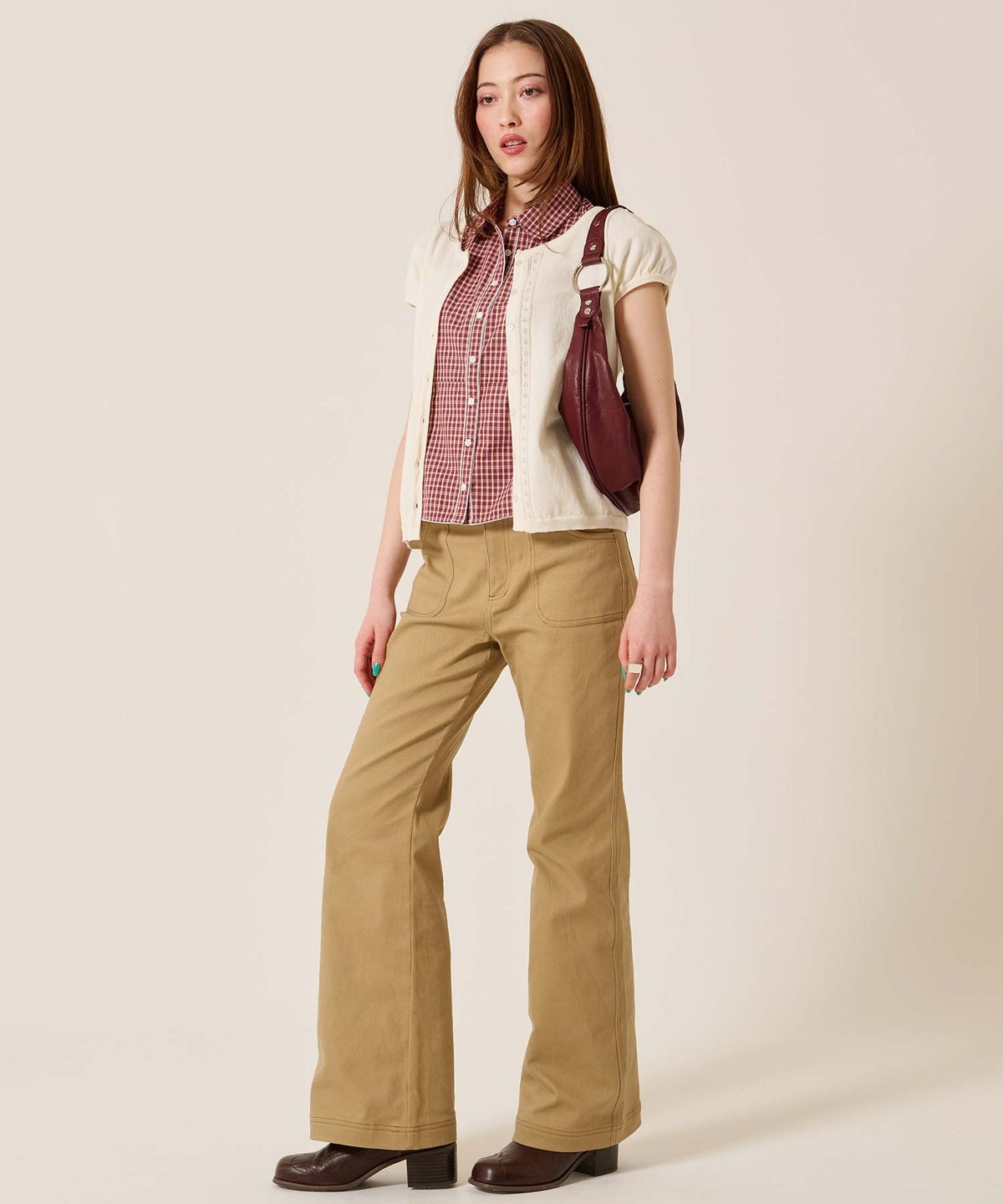 半袖/カーディガン/パフスリーブ ハーフスリーブ カーディガン TINA：JOJUN 