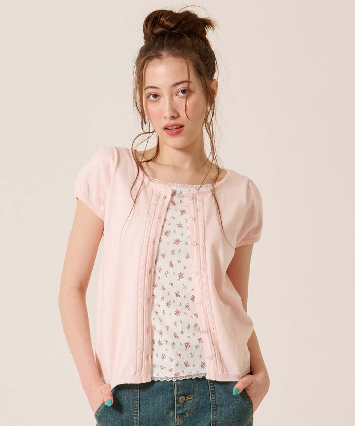 半袖/カーディガン/パフスリーブ ハーフスリーブ カーディガン TINA：JOJUN 