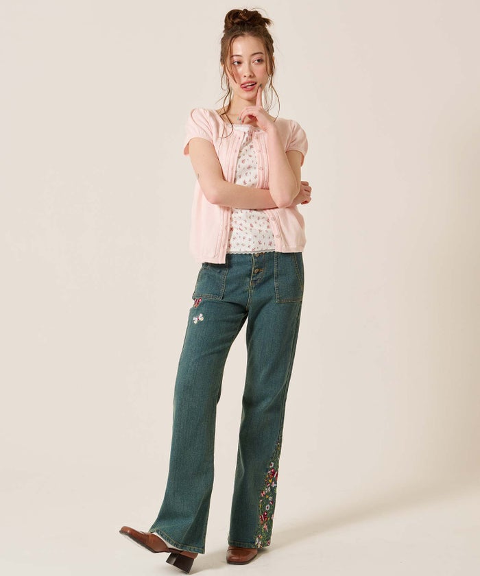 半袖/カーディガン/パフスリーブ ハーフスリーブ カーディガン TINA：JOJUN 