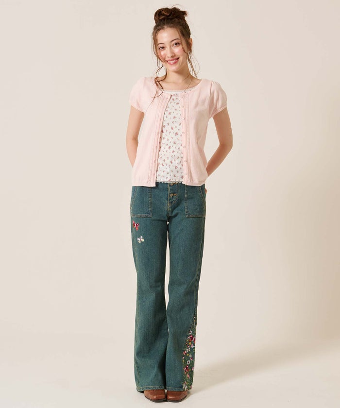 半袖/カーディガン/パフスリーブ ハーフスリーブ カーディガン TINA：JOJUN 