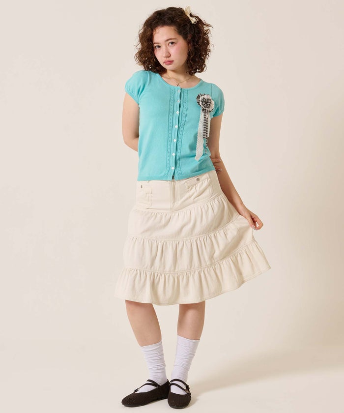 半袖/カーディガン/パフスリーブ ハーフスリーブ カーディガン TINA：JOJUN 