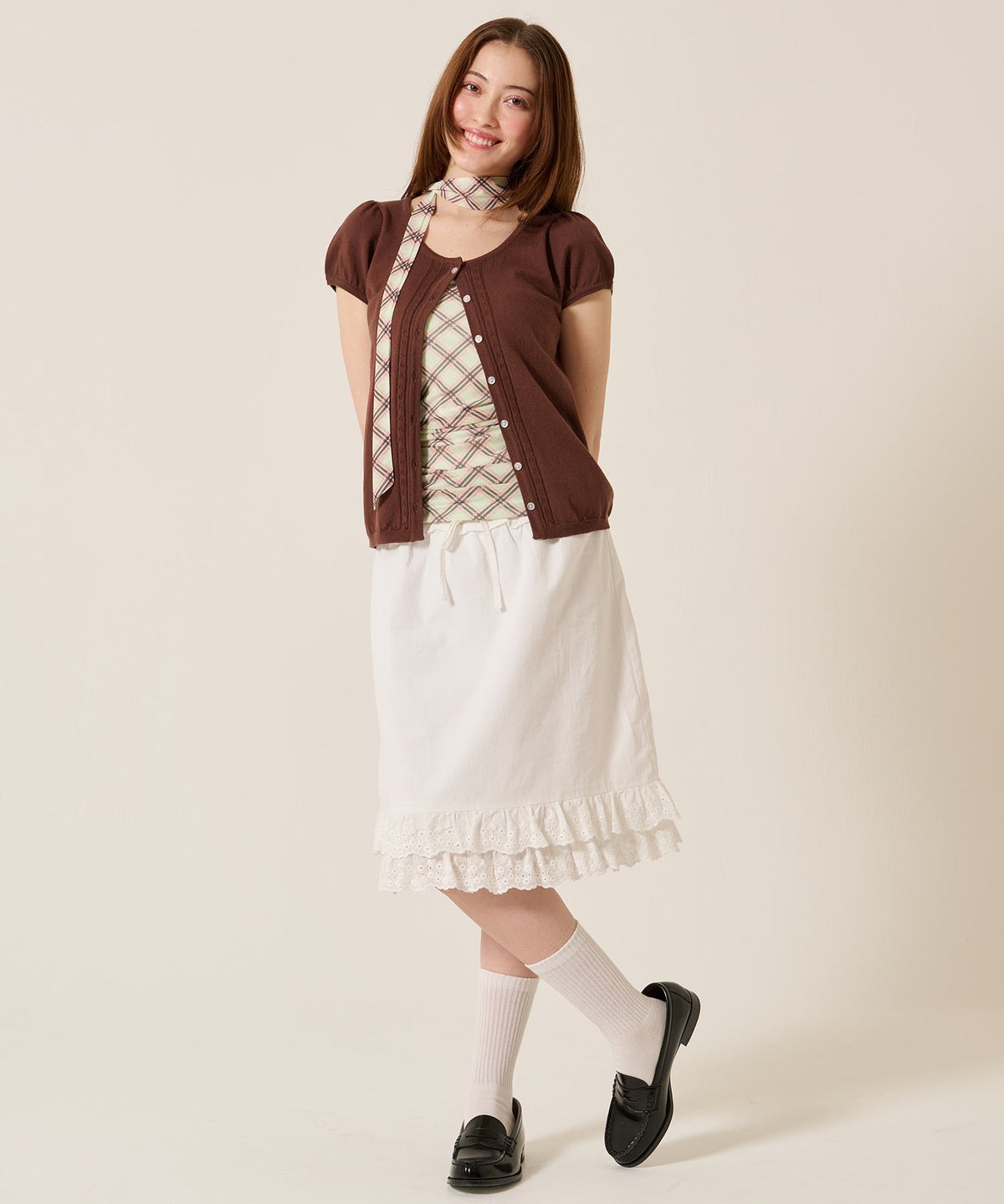 半袖/カーディガン/パフスリーブ ハーフスリーブ カーディガン TINA：JOJUN 