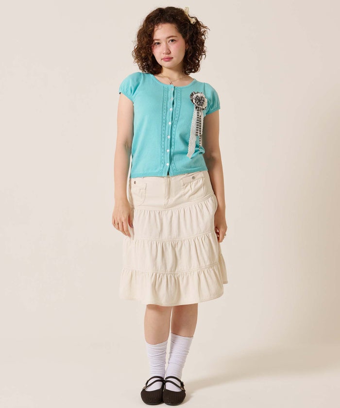 半袖/カーディガン/パフスリーブ ハーフスリーブ カーディガン TINA：JOJUN 