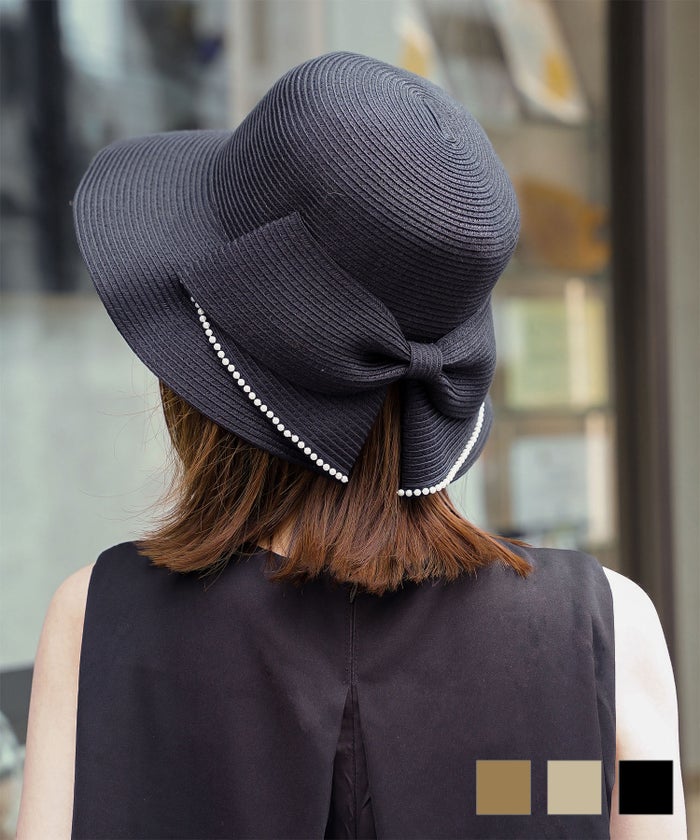 パールトリム リボンスリット ハット HUIT