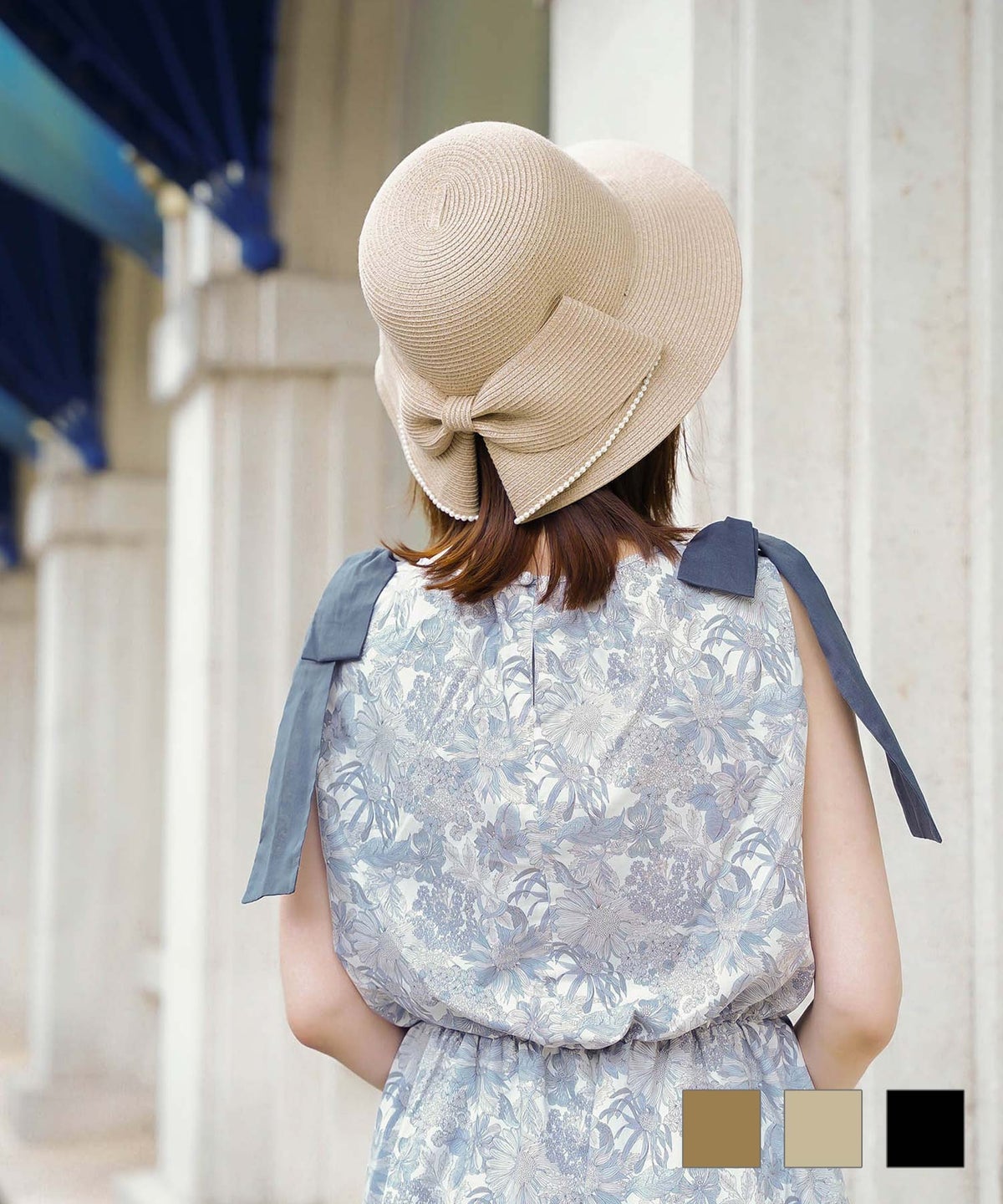 パールトリム リボンスリット ハット HUIT