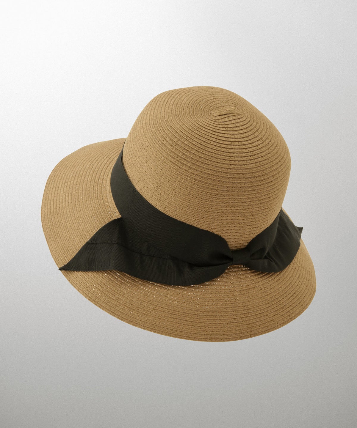 ポケッタブル グログランリボン ハット レディース ファッション ウォッシャブル ベージュ ナチュラル ブラック フリー