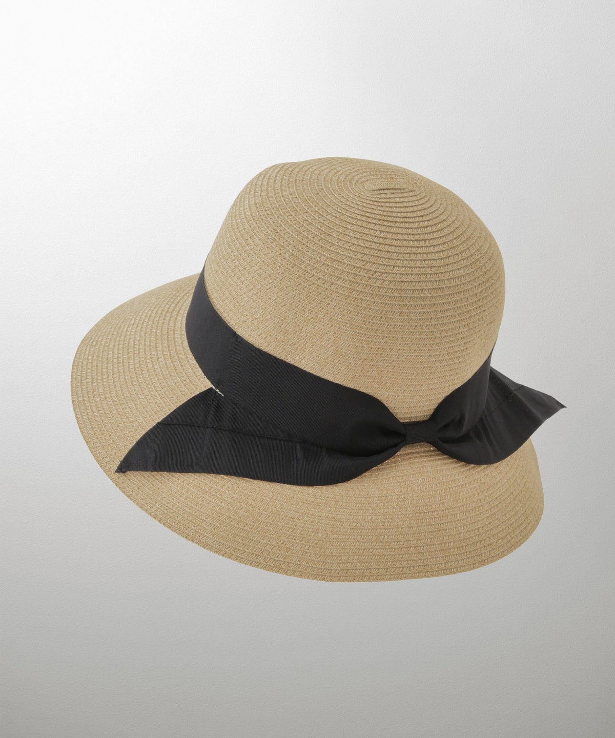 ポケッタブル グログランリボン ハット レディース ファッション ウォッシャブル ベージュ ナチュラル ブラック フリー