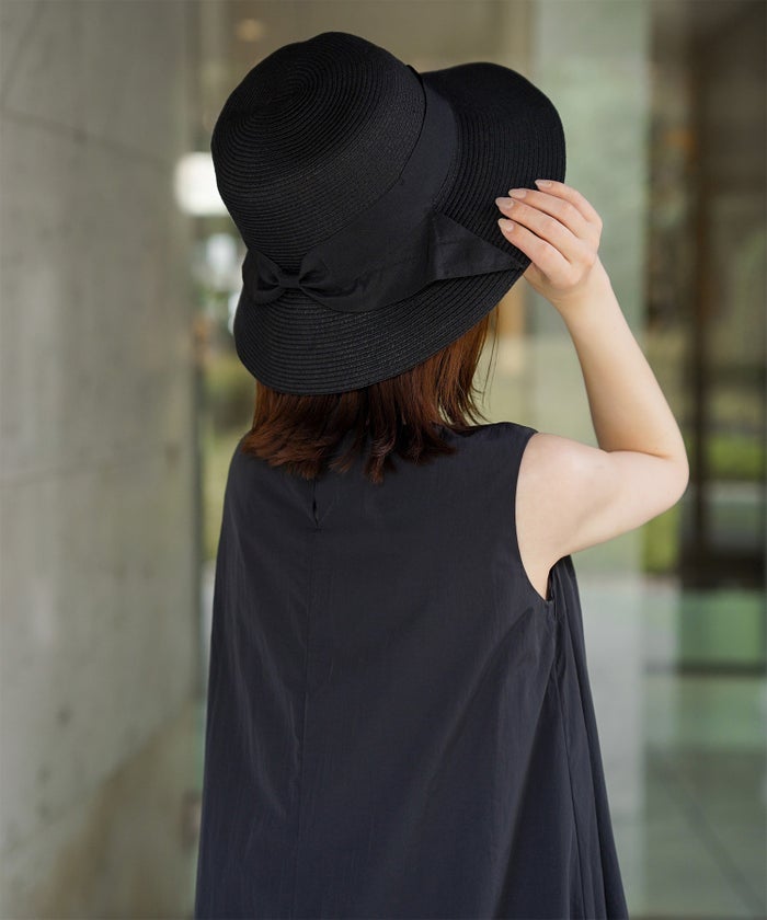 ポケッタブル グログランリボン ハット レディース ファッション ウォッシャブル ベージュ ナチュラル ブラック フリー