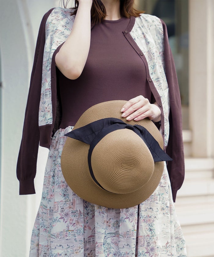 ポケッタブル グログランリボン ハット レディース ファッション ウォッシャブル ベージュ ナチュラル ブラック フリー