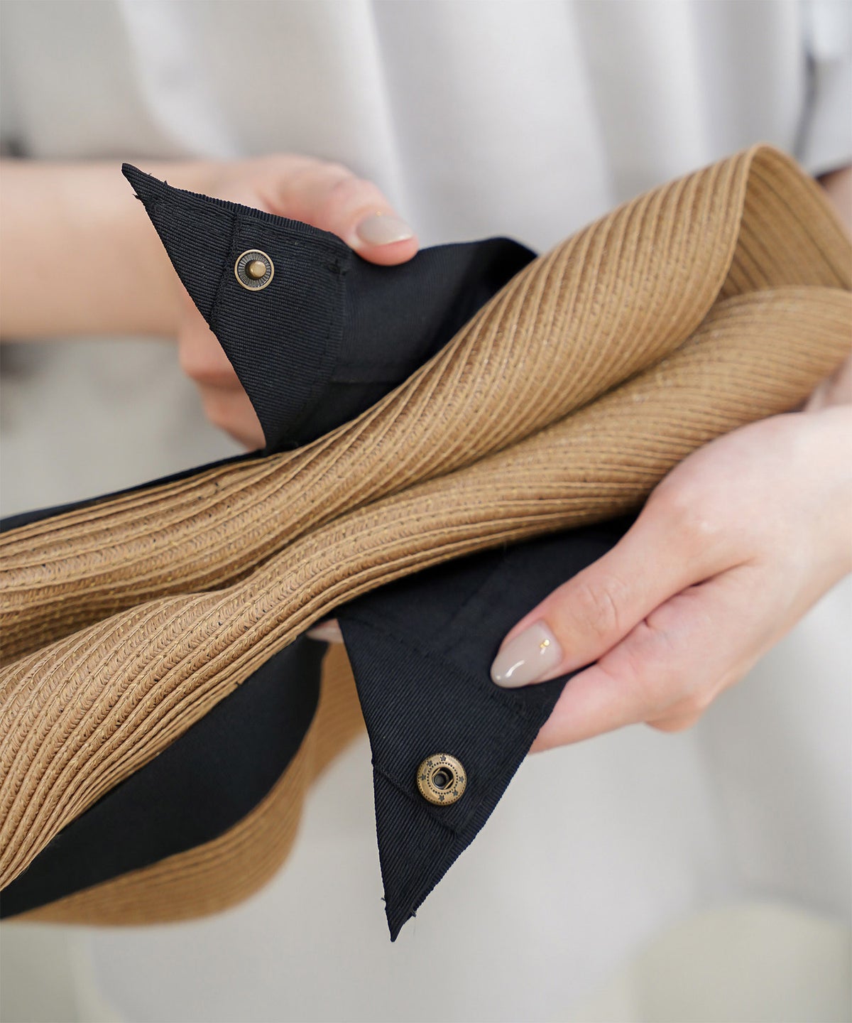 ポケッタブル グログランリボン ハット レディース ファッション ウォッシャブル ベージュ ナチュラル ブラック フリー