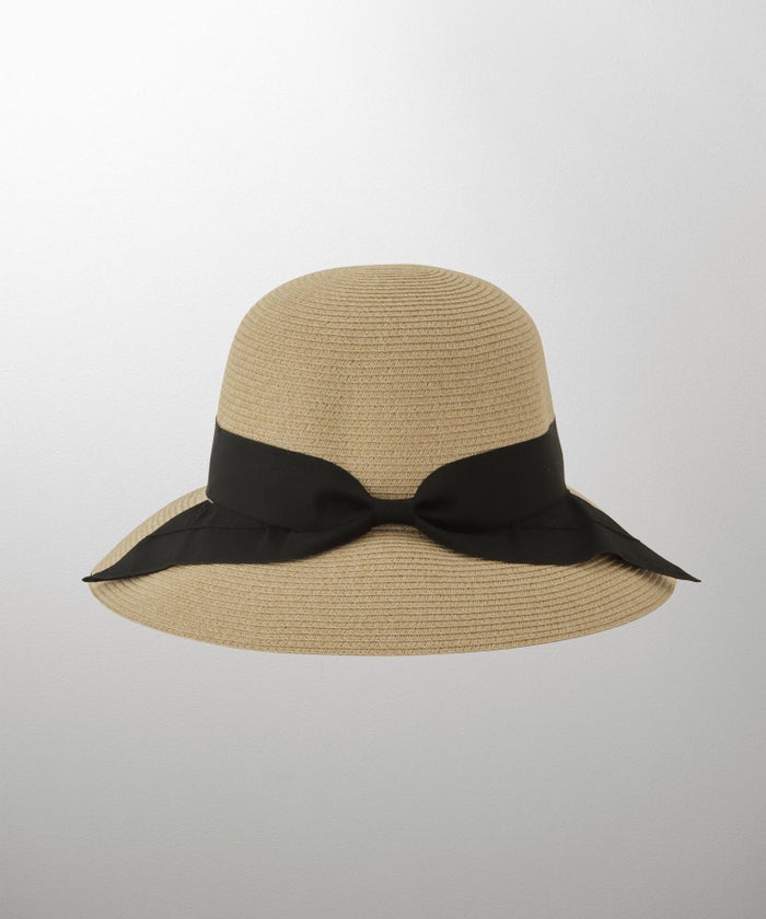 ポケッタブル グログランリボン ハット レディース ファッション ウォッシャブル ベージュ ナチュラル ブラック フリー