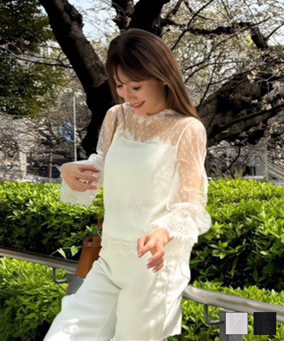 ドット チュール レース ブラウス Liala×PG