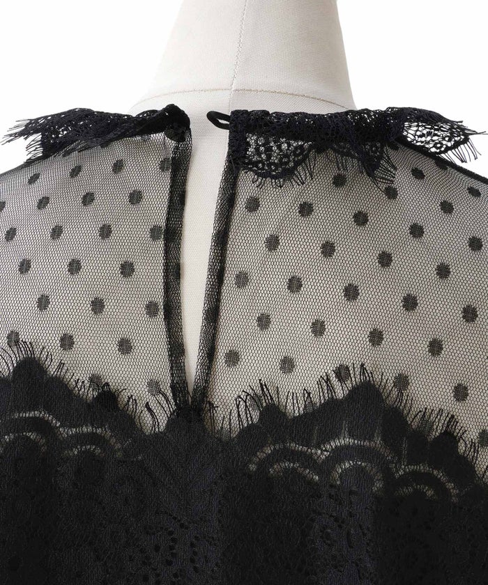 手洗い可 大人可愛い 上品 きれいめ 大人カジュアル フェミニン 白黒 春 シースルー 柄 ジョイントスペース