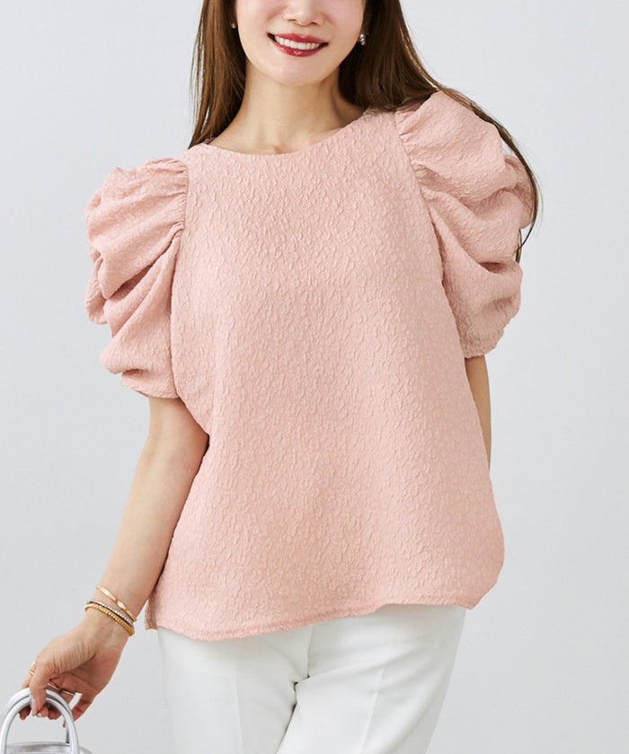 手洗い可 上品 きれいめ 大人カジュアル オフィス フェミニン シンプル パワーショルダー 体型カバー  ジョイントスペース