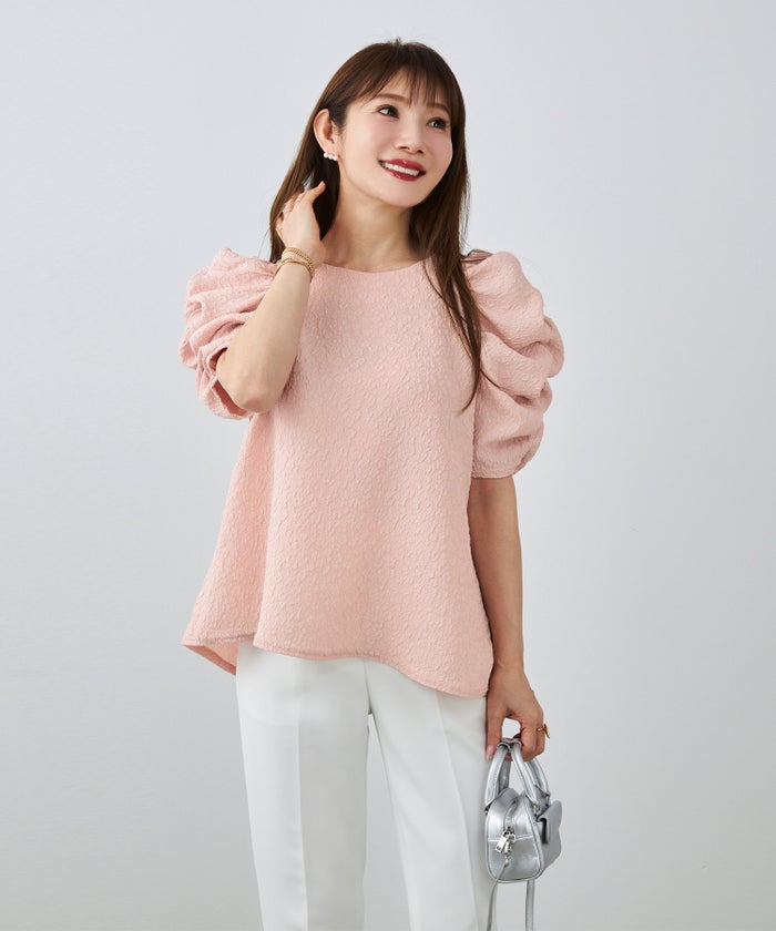 手洗い可 上品 きれいめ 大人カジュアル オフィス フェミニン シンプル パワーショルダー 体型カバー  ジョイントスペース