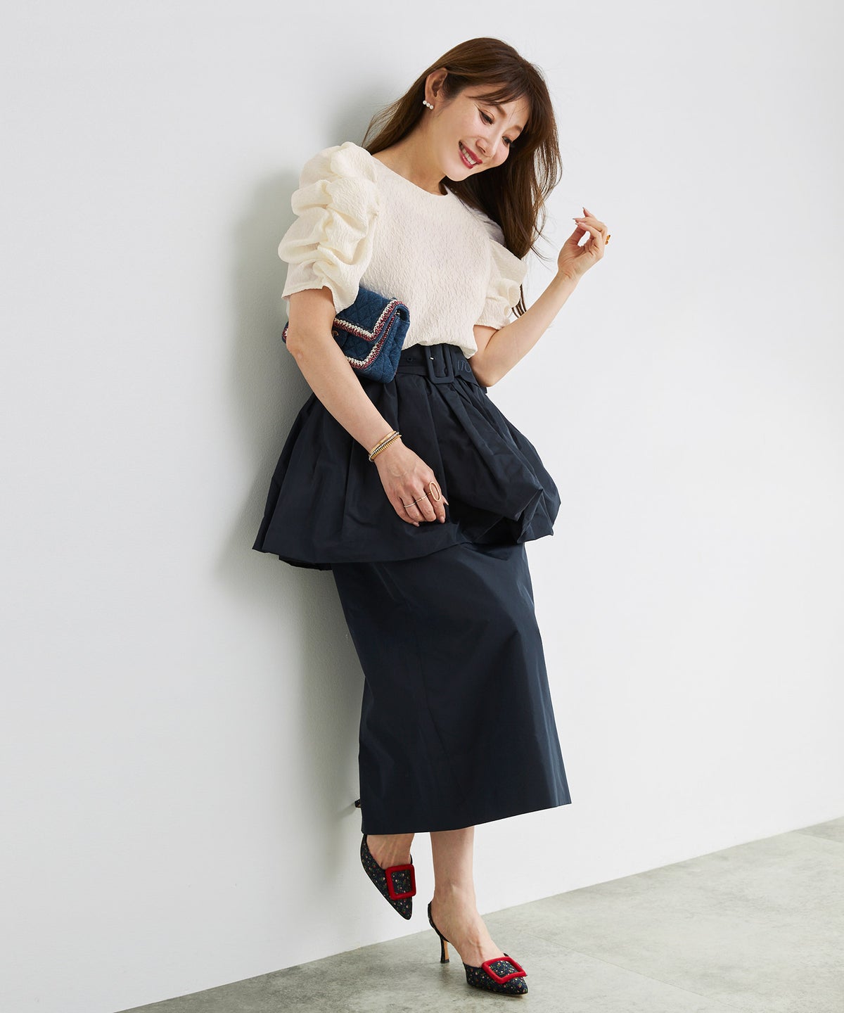 手洗い可 上品 きれいめ 大人カジュアル オフィス フェミニン シンプル パワーショルダー 体型カバー  ジョイントスペース