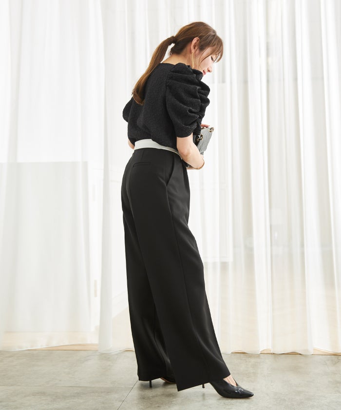 手洗い可 上品 きれいめ 大人カジュアル オフィス フェミニン シンプル パワーショルダー 体型カバー  ジョイントスペース