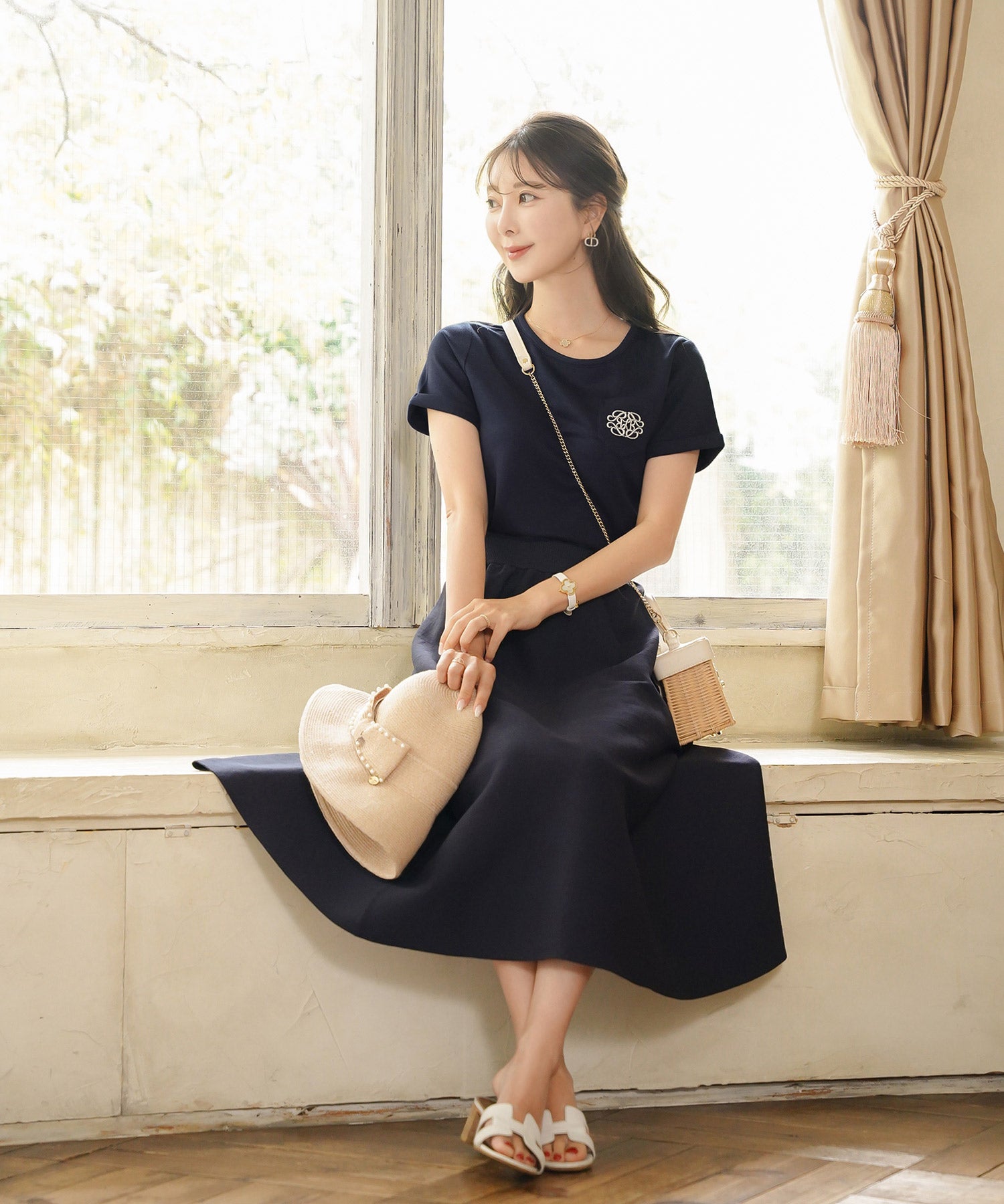 6/上旬頃発送予定！刺繍 ポケット Tシャツ le reve vaniller 全2色