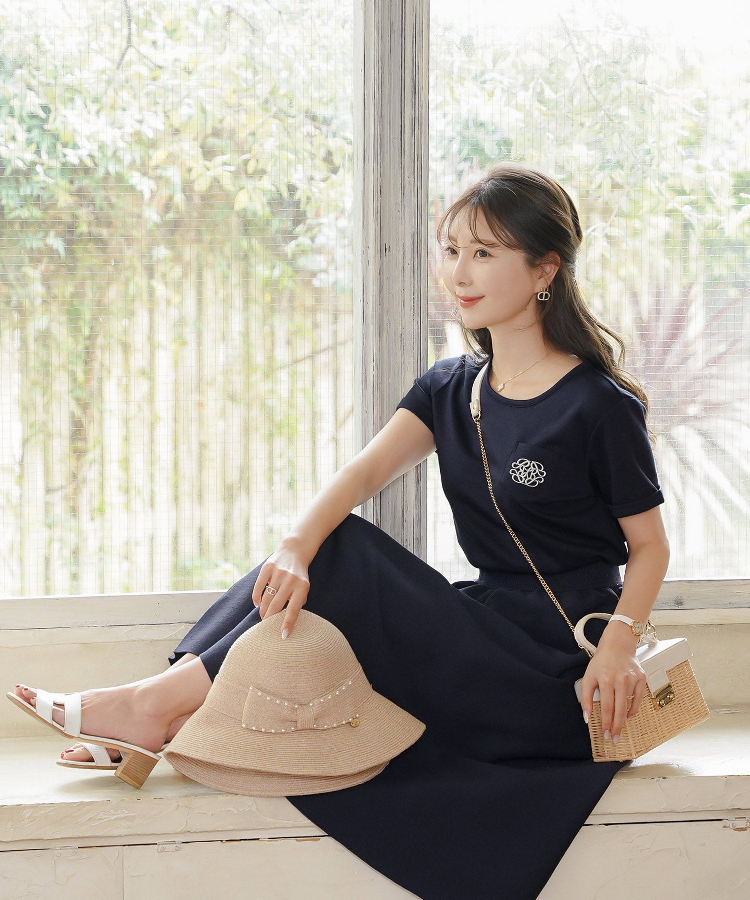 刺繍 ポケット Tシャツ le reve vaniller 全2色｜lvn511-2219【2
