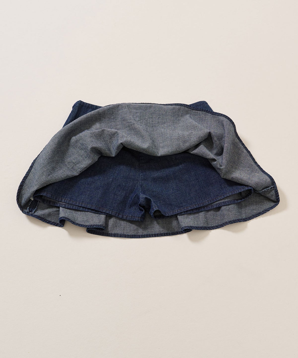 スカート/スカパン/パンツ付き ギャザー デニム ミニスカート TINA：JOJUN
