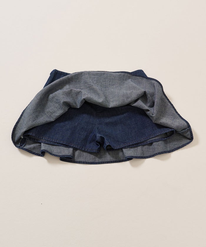 スカート/スカパン/パンツ付き ギャザー デニム ミニスカート TINA：JOJUN