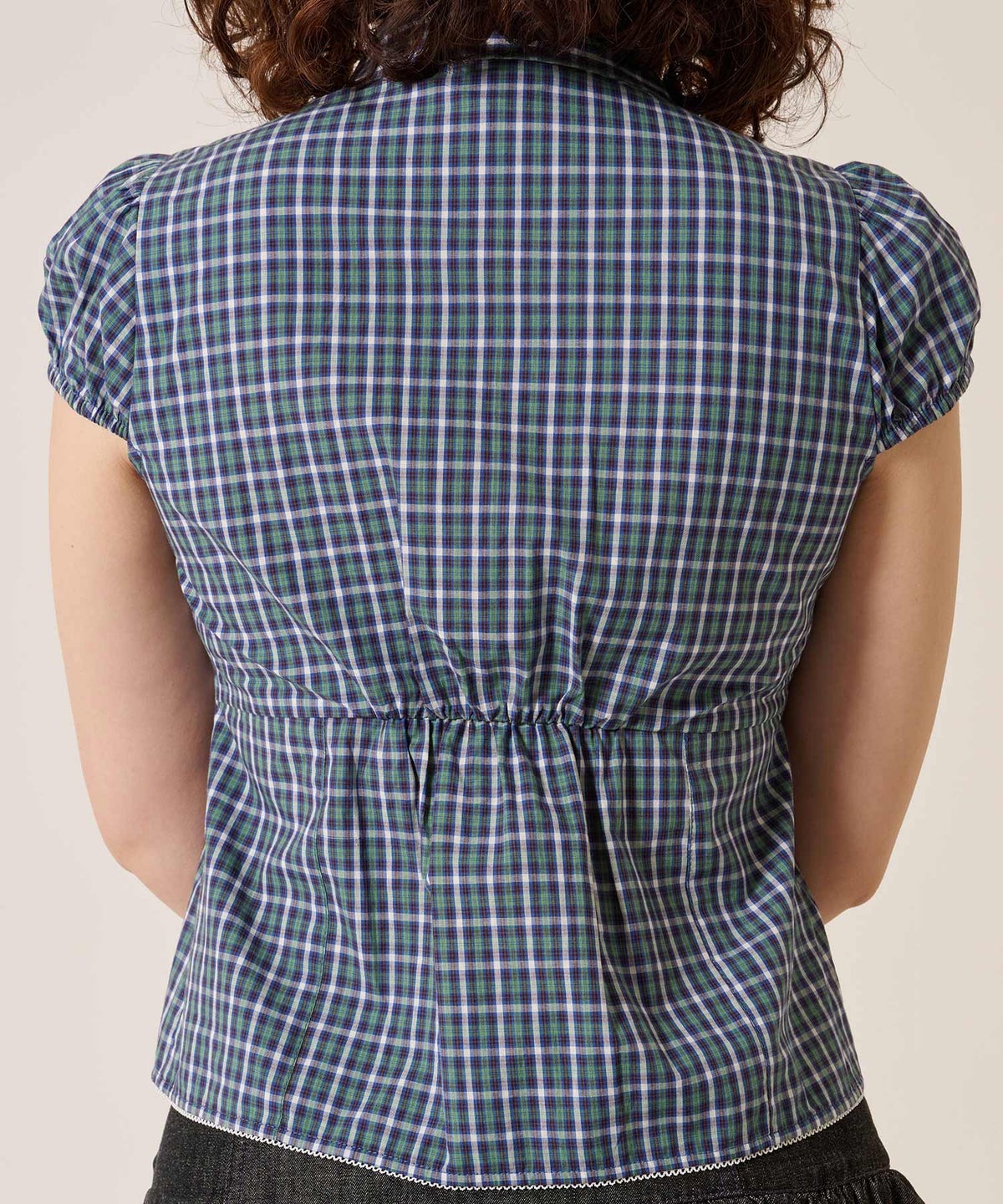 シャツ/トップス/フラワーボタン コンパクト チェック ブラウス TINA：JOJUN