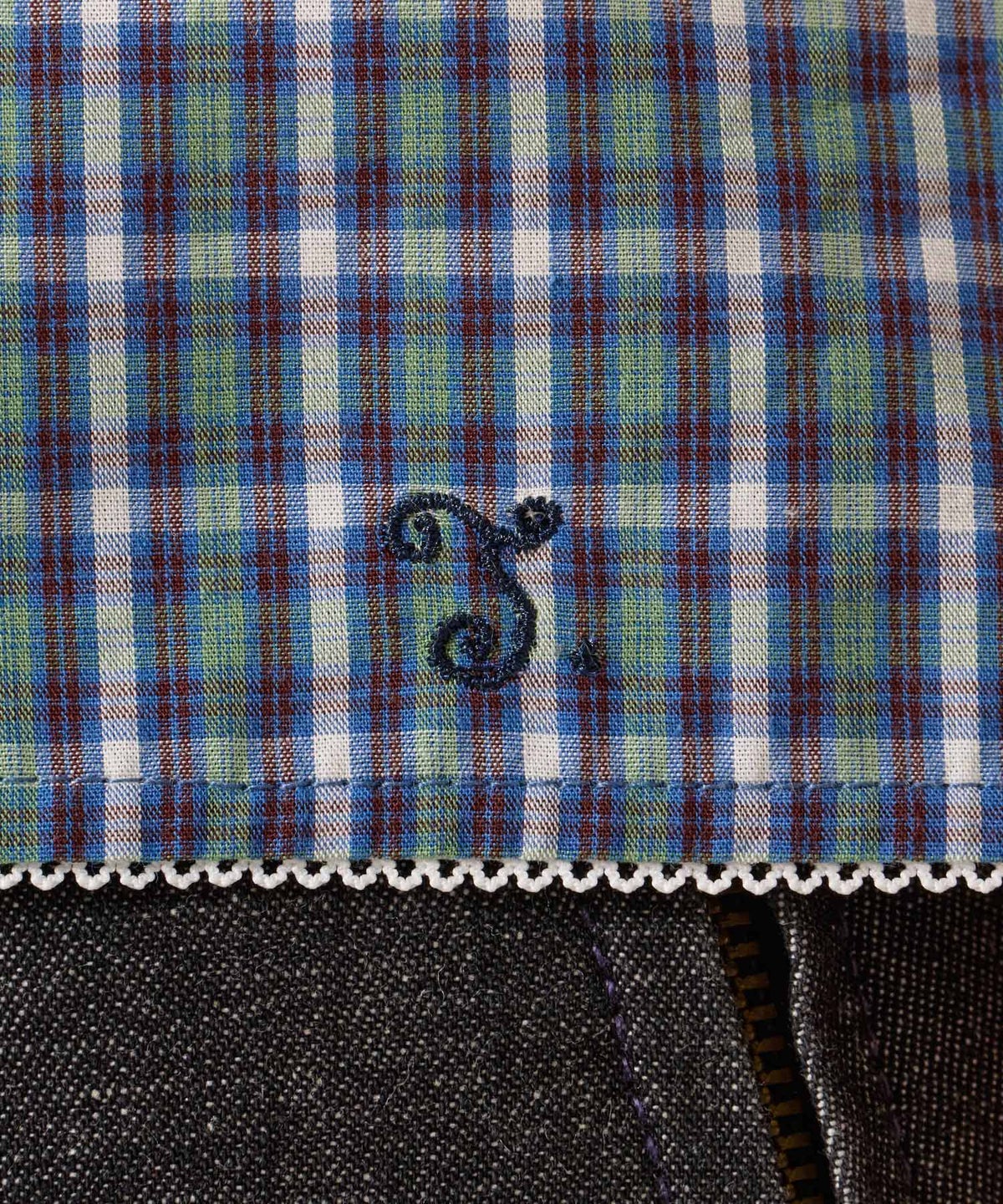 シャツ/トップス/フラワーボタン コンパクト チェック ブラウス TINA：JOJUN