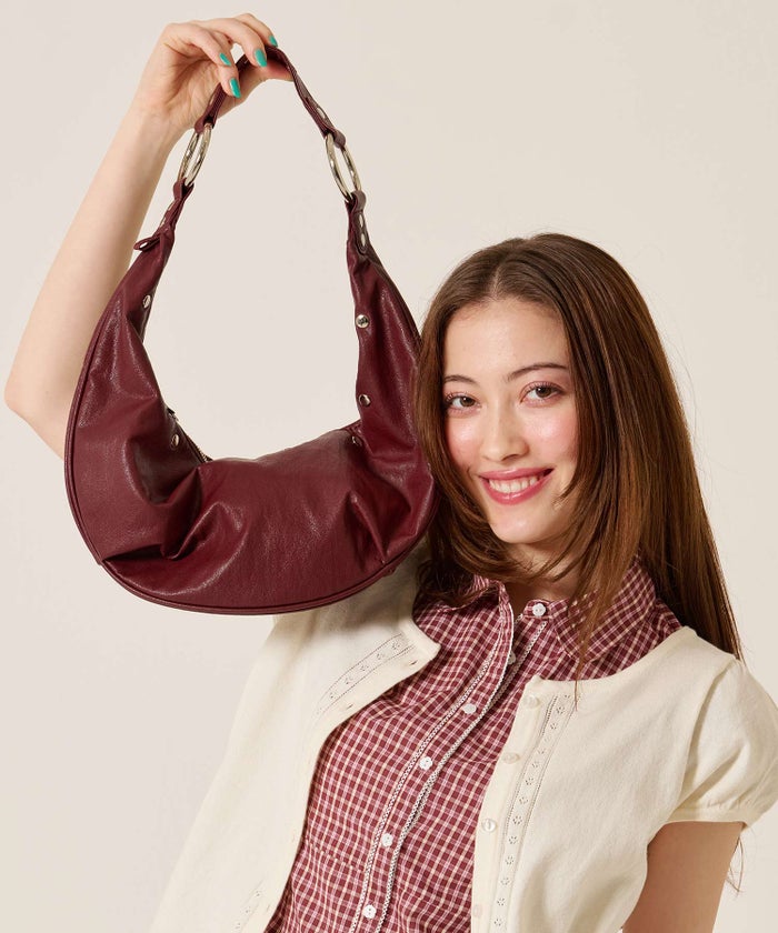 バッグ/ミニ/スタッズ アクセント ハーフムーン ショルダーバッグ TINA：JOJUN