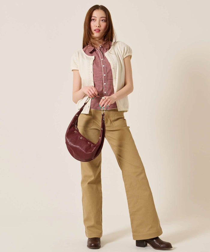 バッグ/ミニ/スタッズ アクセント ハーフムーン ショルダーバッグ TINA：JOJUN