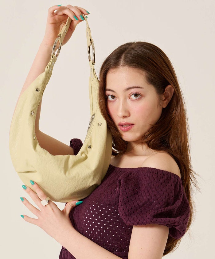 バッグ/ミニ/スタッズ アクセント ハーフムーン ショルダーバッグ TINA：JOJUN