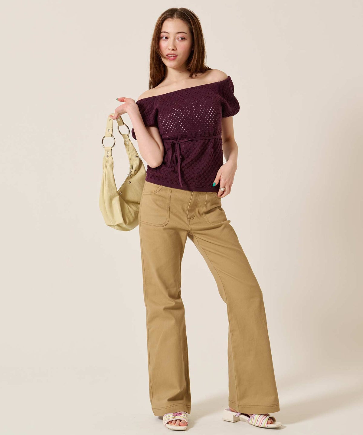 バッグ/ミニ/スタッズ アクセント ハーフムーン ショルダーバッグ TINA：JOJUN