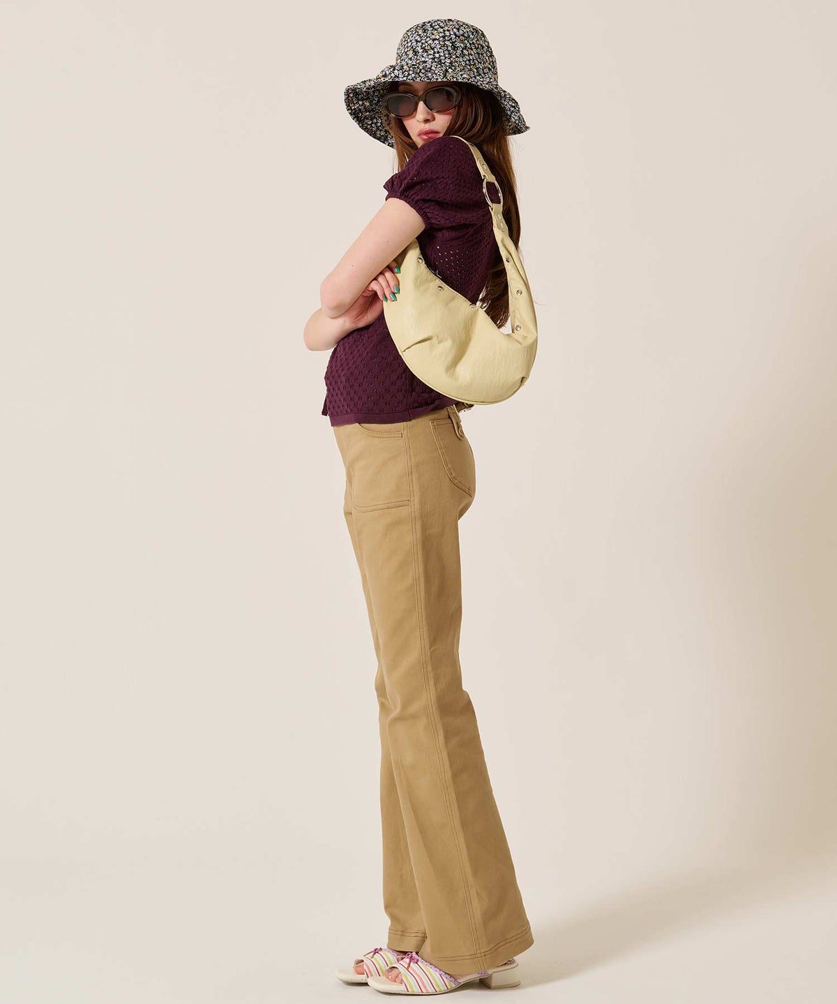 バッグ/ミニ/スタッズ アクセント ハーフムーン ショルダーバッグ TINA：JOJUN