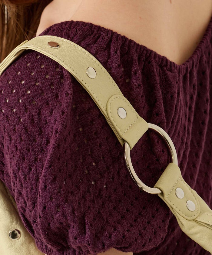 バッグ/ミニ/スタッズ アクセント ハーフムーン ショルダーバッグ TINA：JOJUN